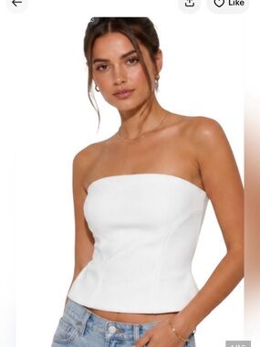 Zara White Strapless Crop Top, XS, NWT
